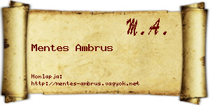 Mentes Ambrus névjegykártya